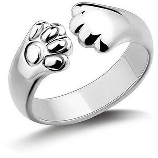 Silver Paw Claw Cat Ring