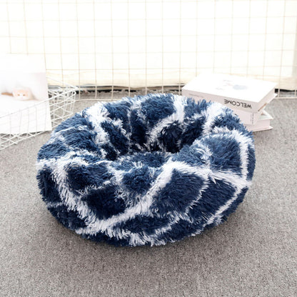 Medium And Small Warm Plush Round Pet Bed - Paws Claw Snawws