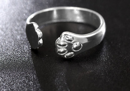 Silver Paw Claw Cat Ring