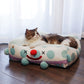 Clown Sleeps In A Cozy Pet Bed - Paws Claw Snawws