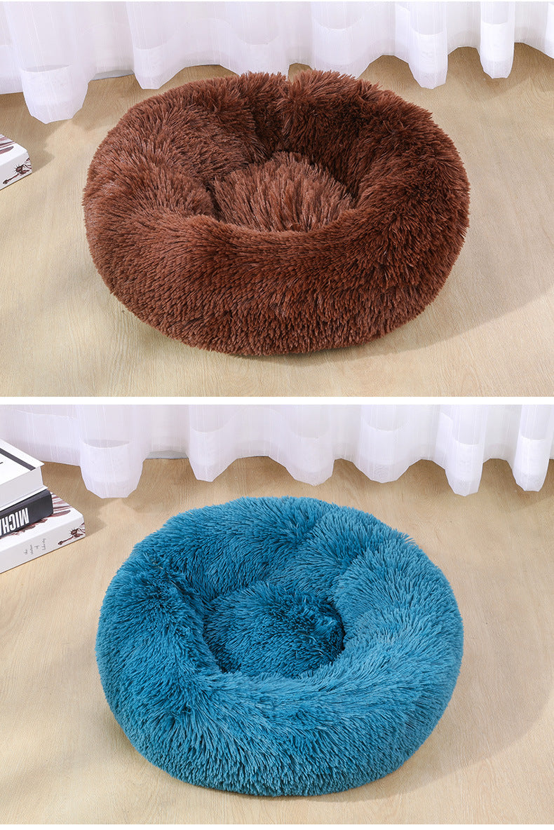 Medium And Small Warm Plush Round Pet Bed - Paws Claw Snawws