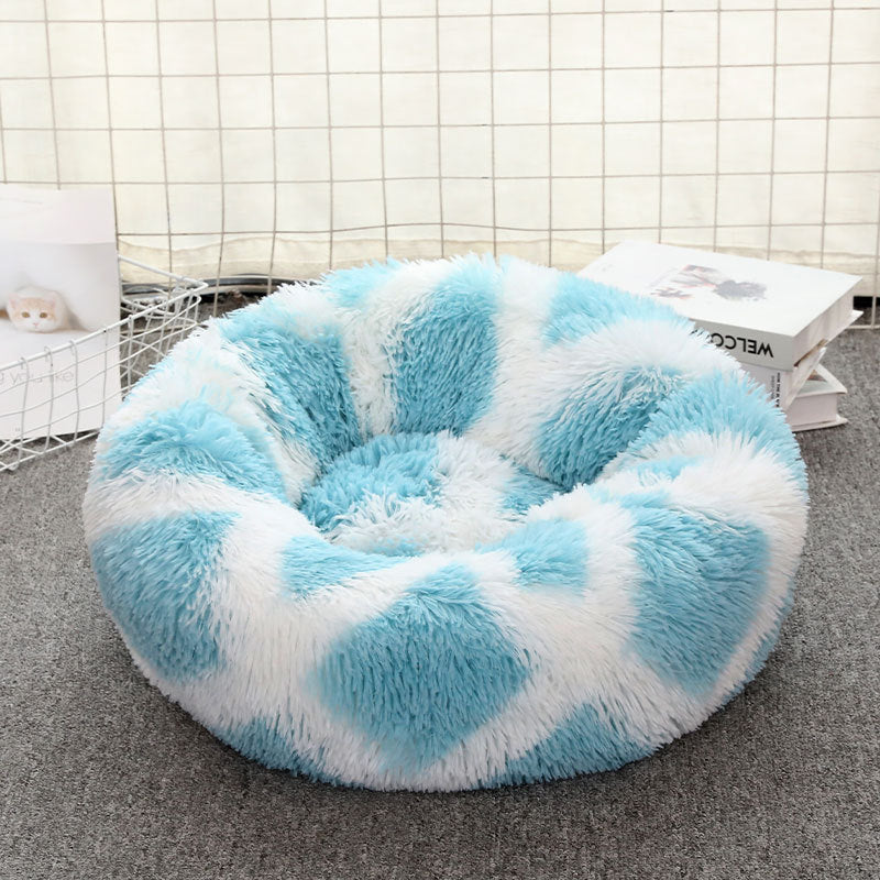 Medium And Small Warm Plush Round Pet Bed - Paws Claw Snawws